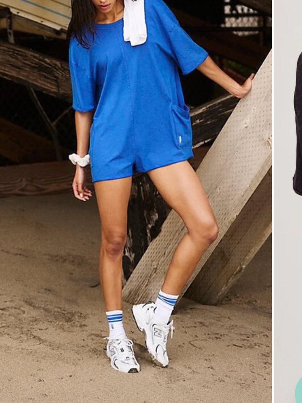 FP Free People Movement Hot Shot Romper Tee Electric Shock Blue NWT Medium